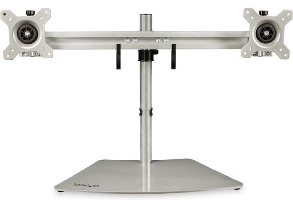 Ergonomische Dubbele Monitor Standaard voor Twee VESA Schermen tot 24 Inch, Verstelbare Hoogte