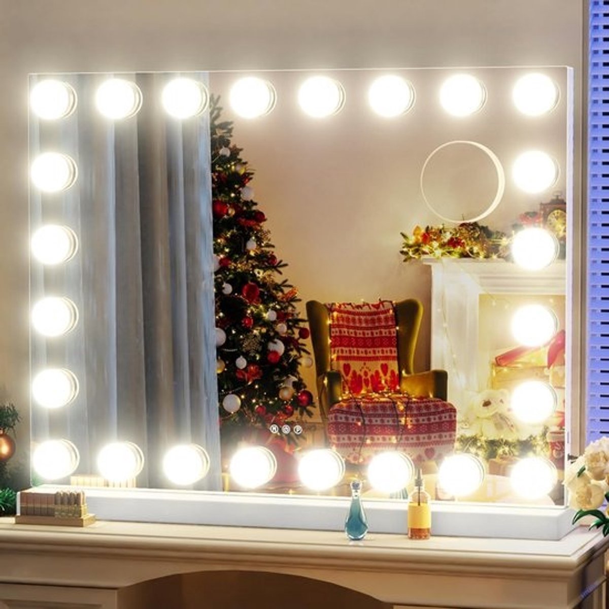 Verlichte Make-up Spiegel met Hollywood Lampen, USB/Type-C Oplaadbaar