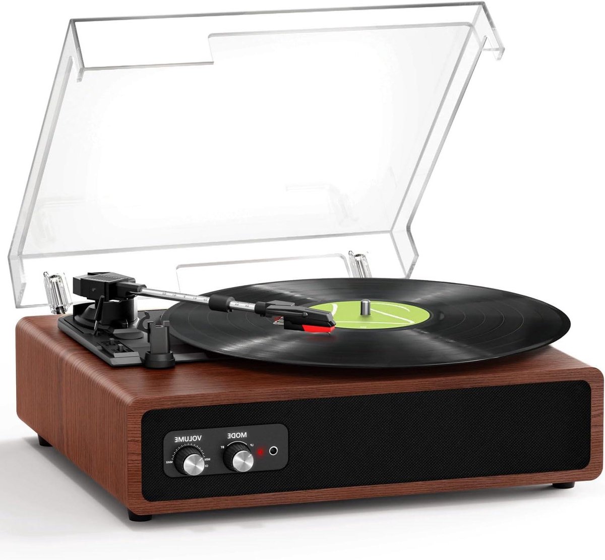 Platenspeler Met Speakers - Draaibare Tafel - Muziek Luisteren - Drie Snelheden Bluetooth - 37.5 cm - Bordeauxrood