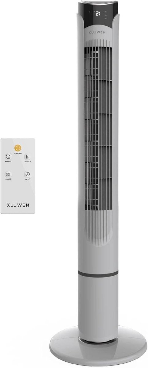 Bladloze Torenventilator - Staande Ventilator - Kamers Koelen - 12-Uurs Timer - 1035 cm Hoog - Metallic Grijs