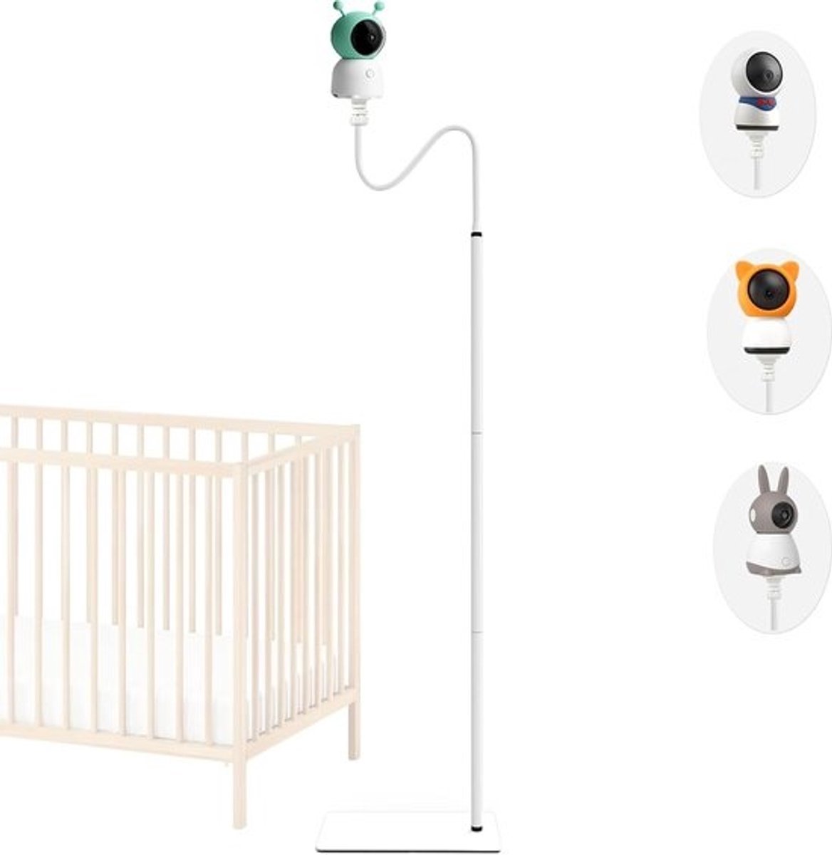 Babyfoonhouder Vloerstandaard - Monitor standaard - Baby in de gaten - In hoogte verstelbaar - 95 tot 175 cm - Zwart