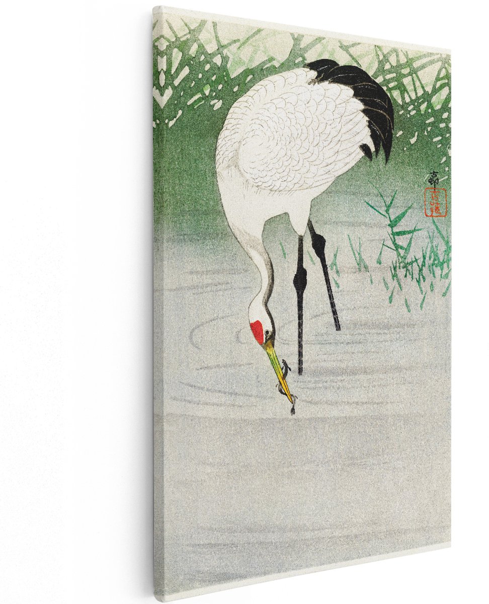 Artaza Canvas Schilderij Kraanvogel - 120x180 cm - Groot - Japandi Wanddecoratie - Muurdecoratie Vogels - Schilderij Japan - Decoratie Woonkamer