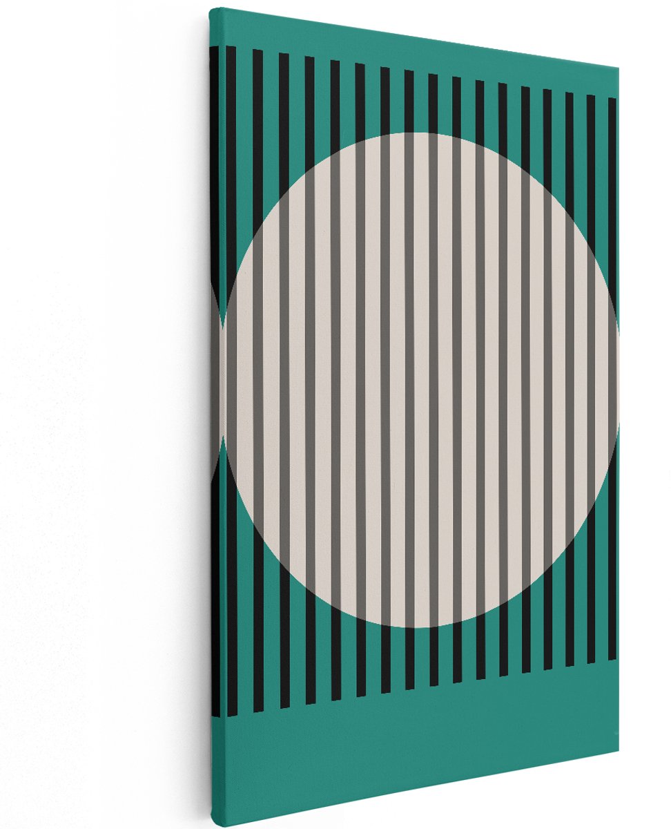 Artaza Canvas Schilderij Abstract - 120x180 cm - Groot - Wanddecoratie Modern - Muurdecoratie Geometrisch - Decoratie Cirkel - Groen