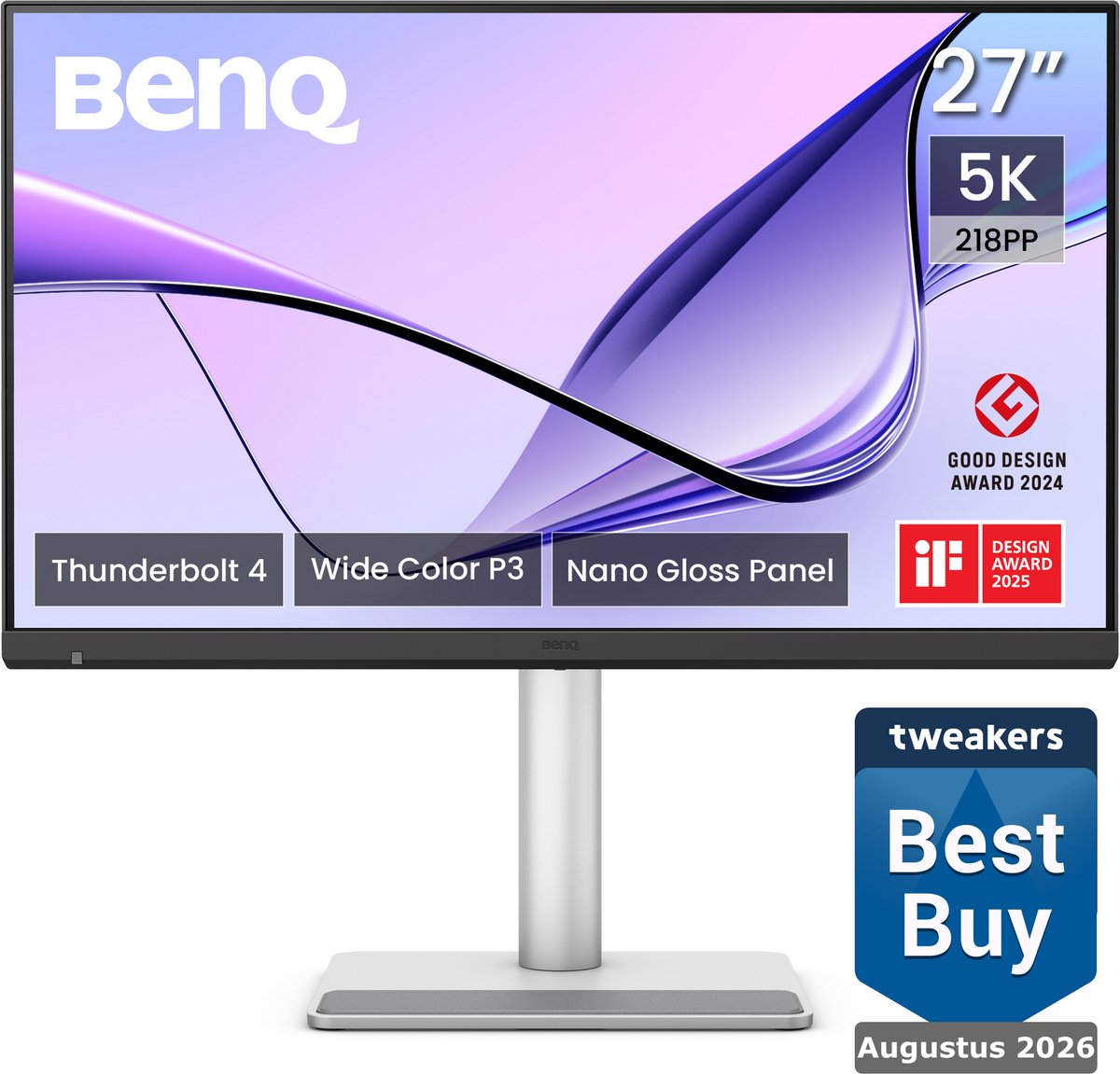 BenQ MA270S 27" 5K Retina Glossy Mac Monitor – Nano Gloss - 99% P3 - HDR400 - Thunderbolt 4 96W - KVM