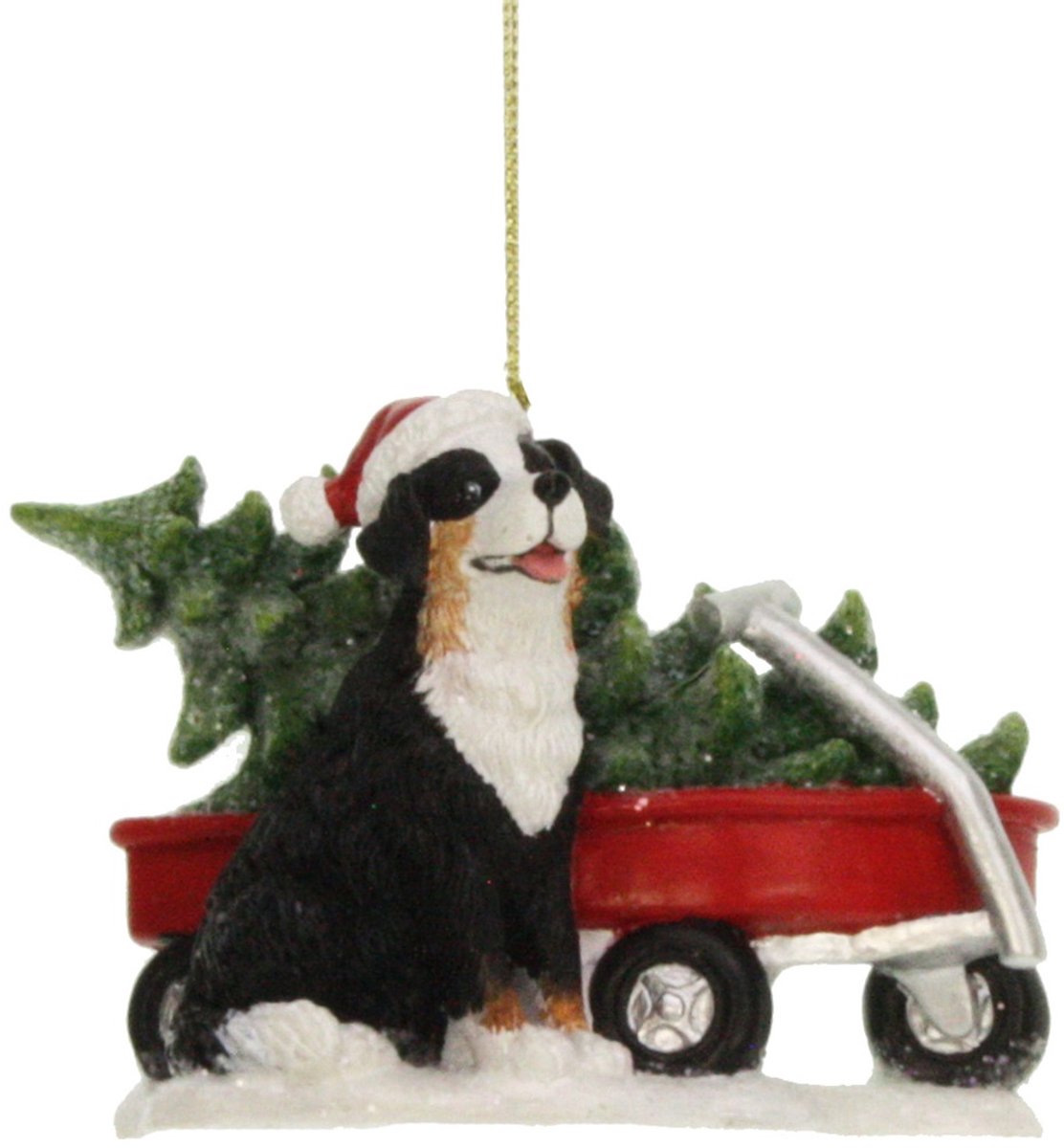 Ornament Hond met kerstboom, 10x4x10cm