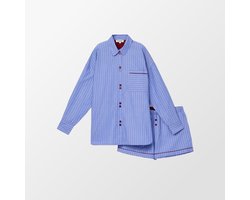Woody pyjama meisjes/dames doorknoop - blauw gestreept - 262-10-WKA-W/951 - maat 176
