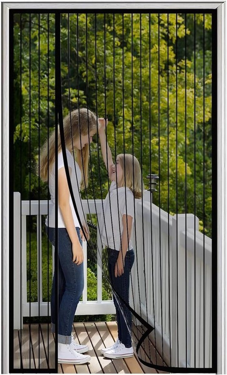 Magneet Hordeur Insectengaas Zelfklevend voor Balkondeur, Terrasdeur en Schuifpui - Zwart 200x240cm