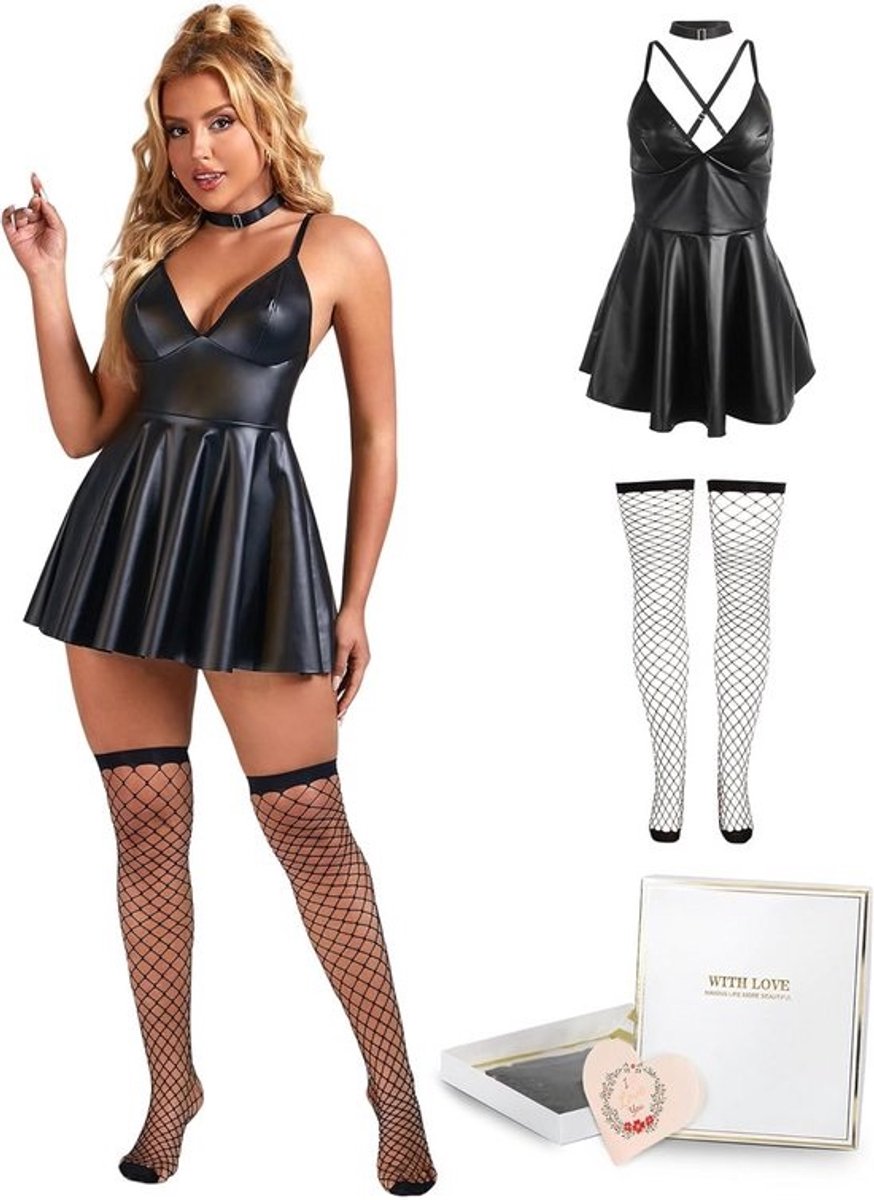 Sexy Wetlook Jurk voor Dames - Kunstleer Mini Jurk | Clubwear & Party Jurk
