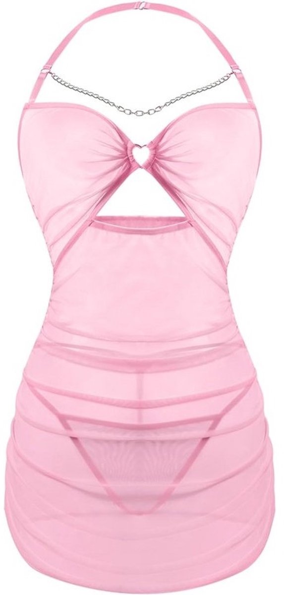 Transparante Lingerieset met Ruches voor Vrouwen - Bodycon Mini Jurk