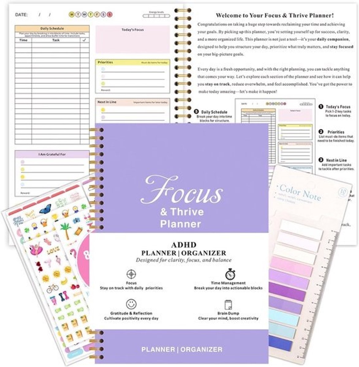 Ongedateerde Dagelijkse Planner voor Focus en Structuur - Organisator voor ADHD en Volwassenen