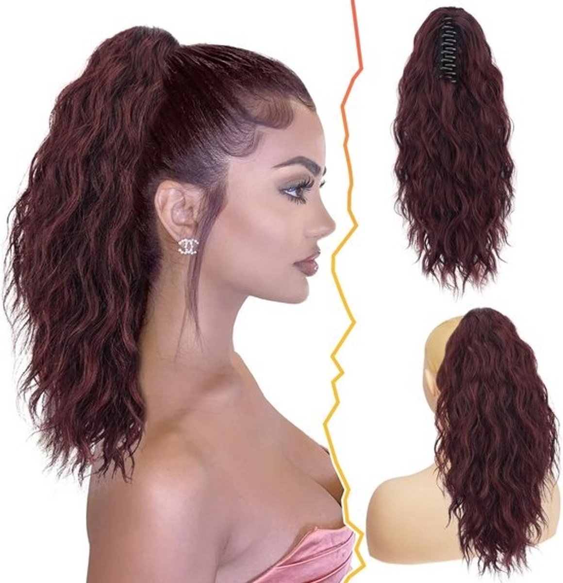 Lange Golvende Paardenstaart Verlengstuk 45cm - Zichtbare Clip-in Haarstuk voor Volume en Textuur