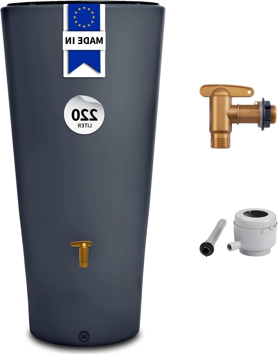 Regenton Set - Water Opslag - Duurzaam Tuinieren - Met Plantenbak - 220 Liter - Grafietgrijs