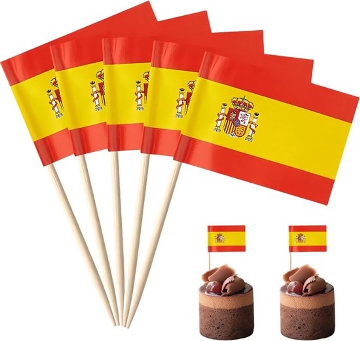 100 stuks Spaanse vlag tandenstokers voor feesten en evenementen