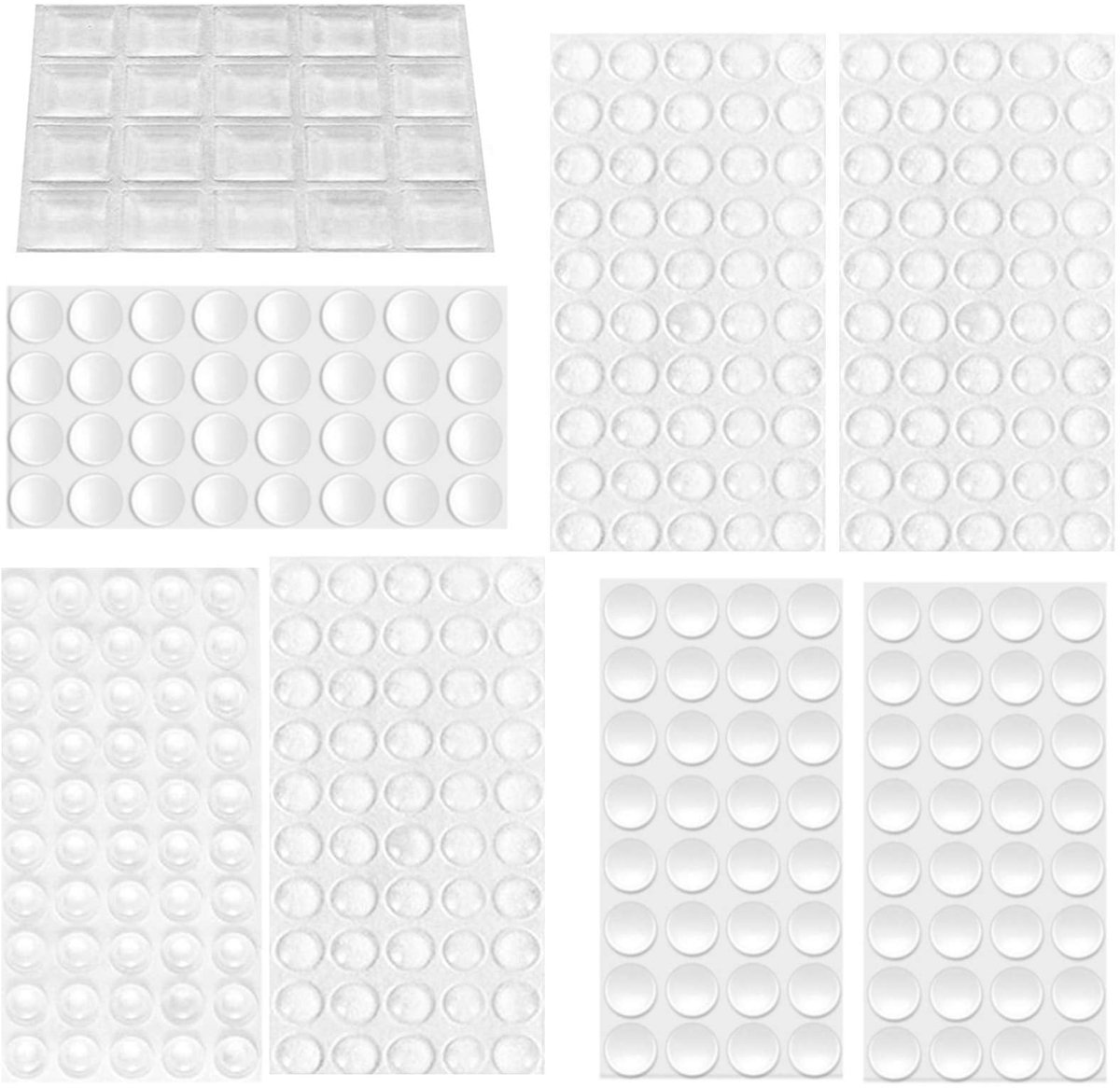 Rubberen stootdopjes - Zelfklevend en Elastisch - Transparant - 316 stuks in 8 maten