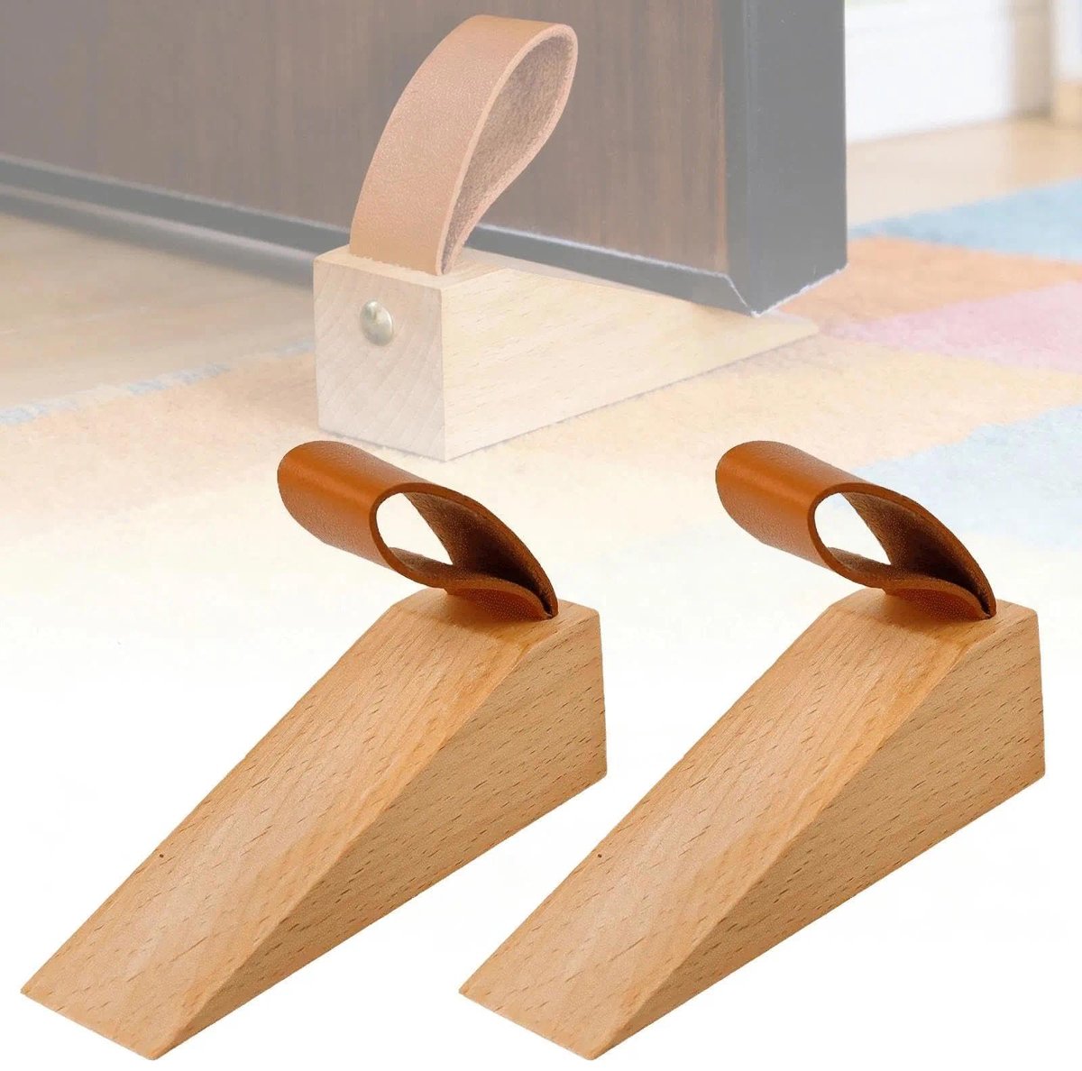 Deurstopper - Houten Deurwig van Beukenhout - Voor de vloer - 2 stuks - 112 x 35 mm