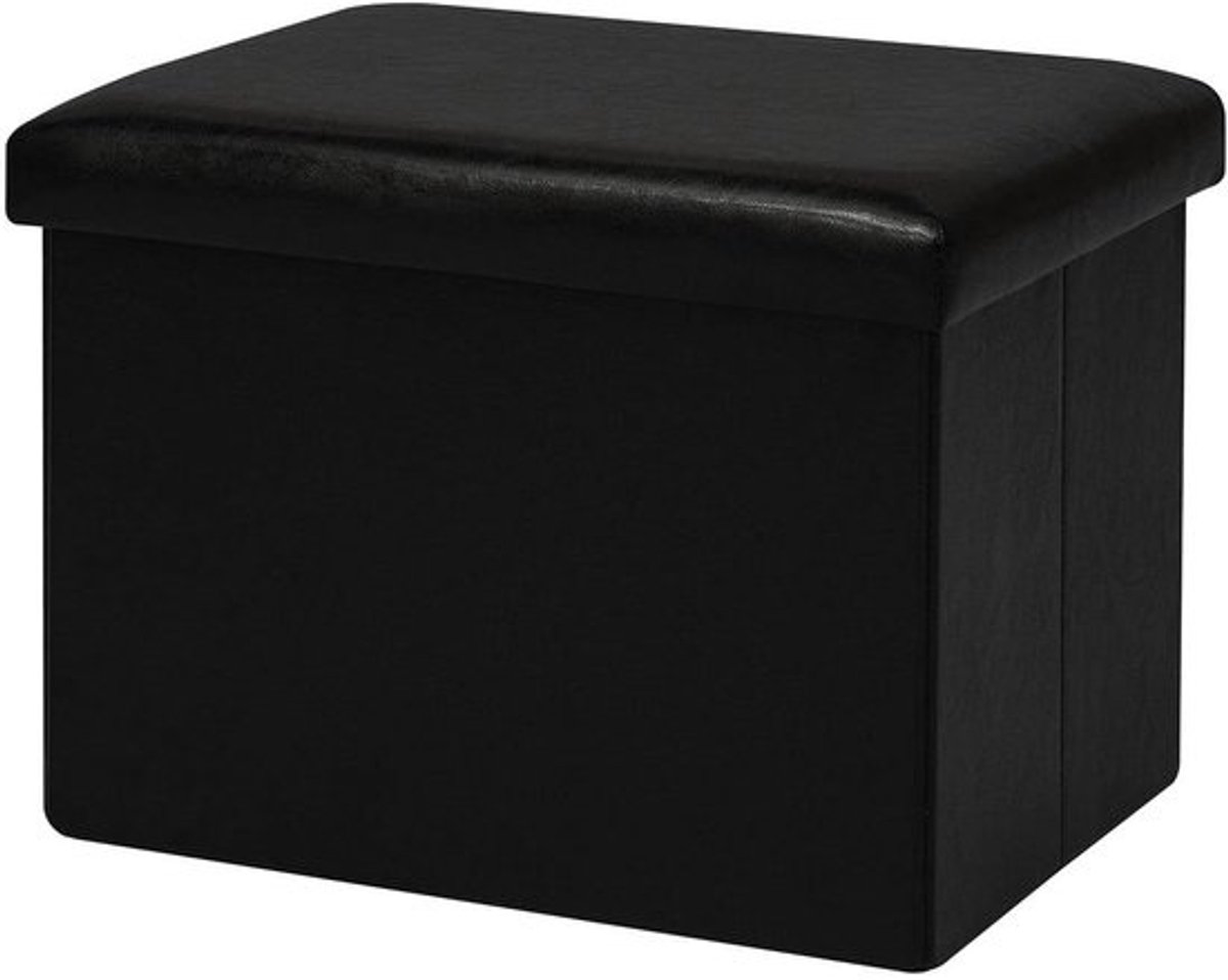 Opvouwbare Opbergkruk - Zitbank met opbergruimte - Ruimte Besparen - Eenvoudige Montage - 42 x 32 x 32 cm - Zwart
