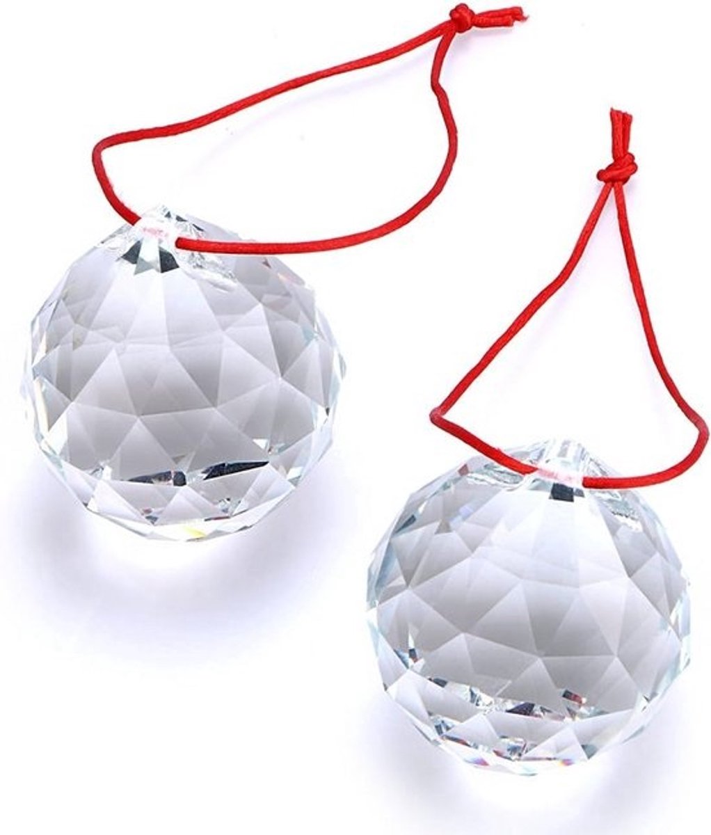 2x Kristallen Prisma Bol Suncatcher Glas hanger Decoratie voor Feng Shui en Huis