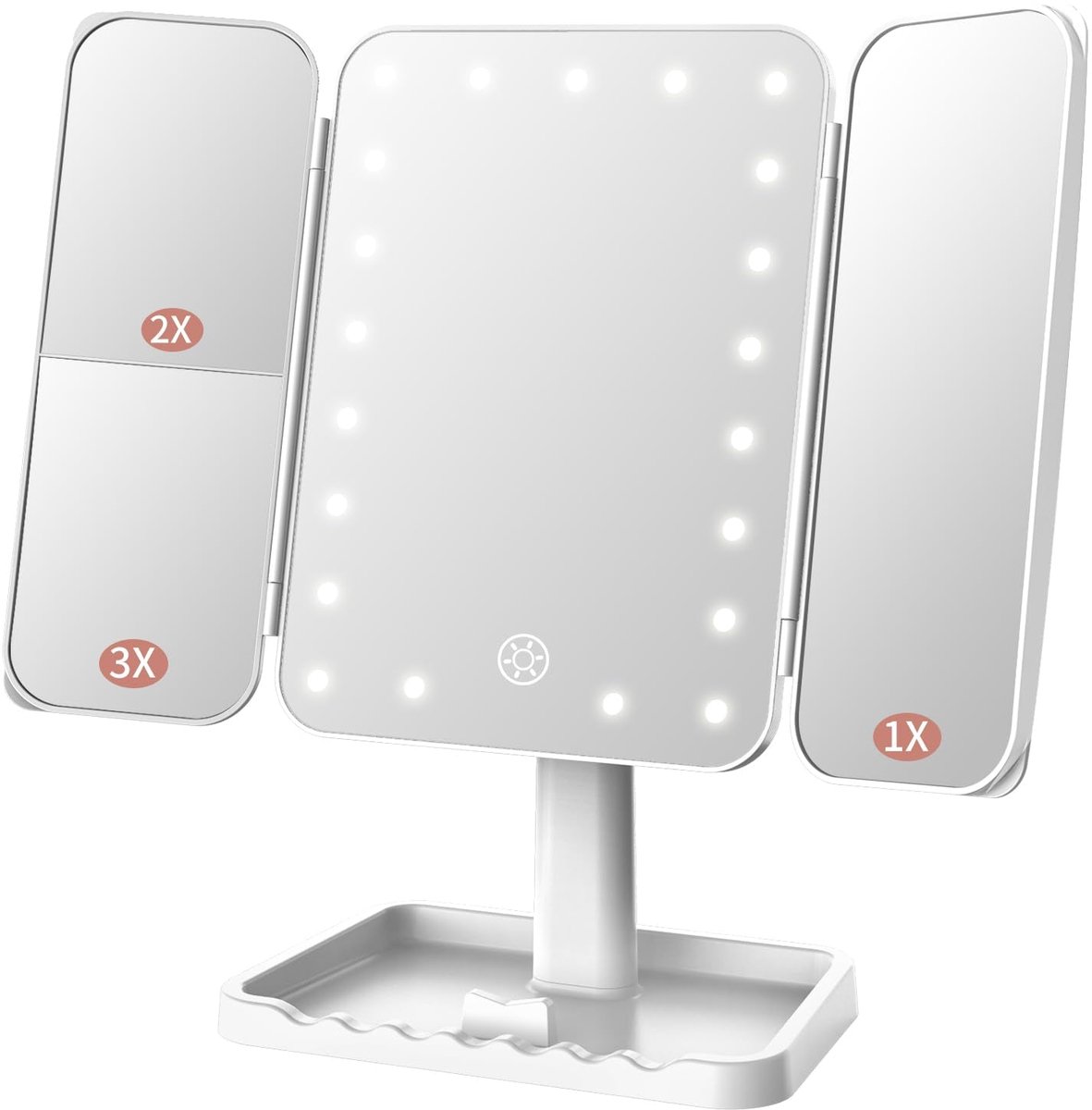 Make-upspiegel - Oplaadbaar - Met 3 Panelen en Verlichting