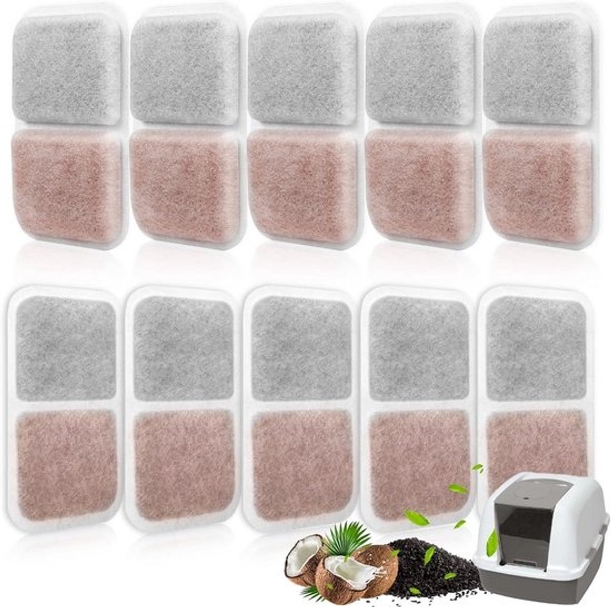 10x Koolstoffilters voor Kattenbak | Universele Geurabsorberende Luchtreiniger Pads