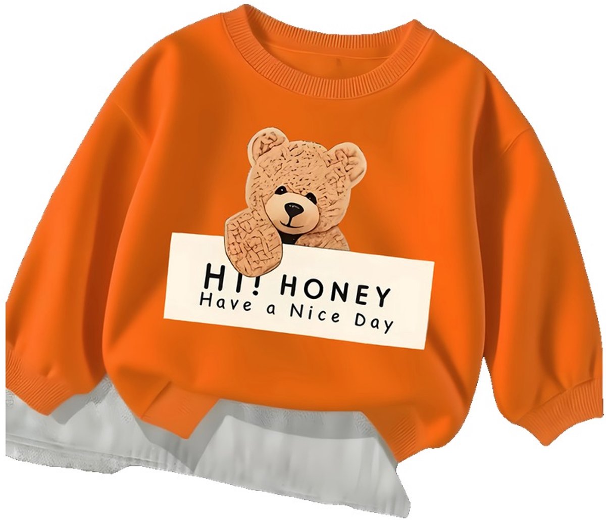 Currero Sweater Jongens Sweaters Sweatshirt Hoodie Warme Trui Pullover Jumper Crewneck Vest 4-5 Jaar Oranje