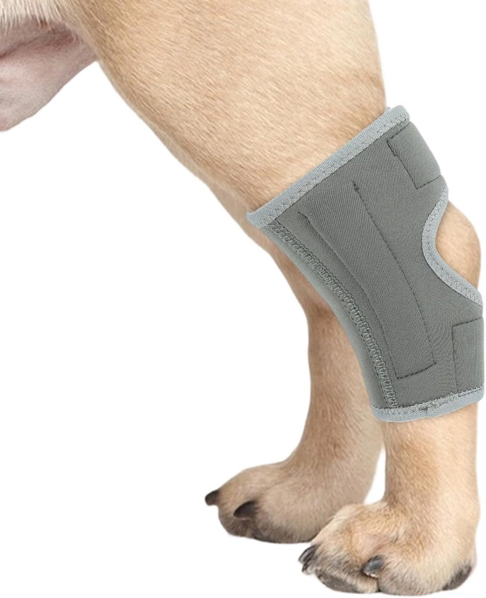 Verstelbare elleboogbandage voor honden, comfortabele bescherming bij verwondingen, herstelband voor voor- en achterpoten, geschikt voor likken en wondverzorging (Grijs, L)