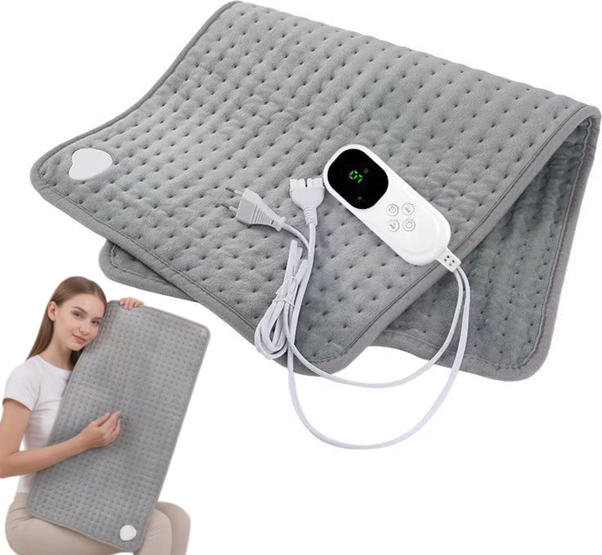 Namajunas - Verwarming deken - 40 x 76 cm - Met timerfunctie - 9 instelbare temperatuur standen - Machinewasbaar - Vlam vertragende stof - Elektrische deken - Verwarming kussen - Geschikt voor rug, benen, schouders en andere lichaamsdelen