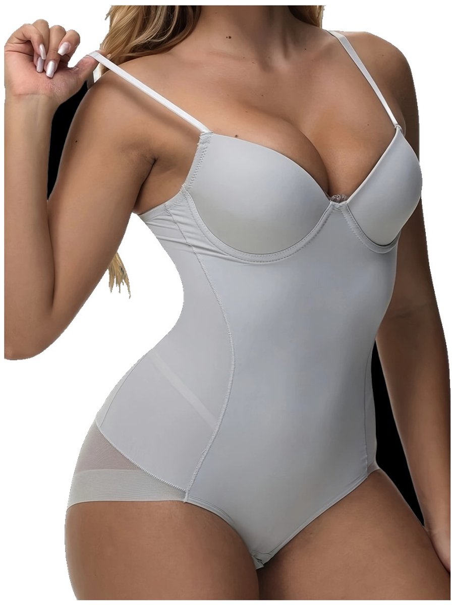 Currero Bodysuit Dames - Shapewear - Bodystocking - Corrigerende Body - Ingebouwde BH - Vormgevend & Afslankend Effect - Grijs