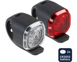 AXA Niteline Spot fietsverlichting set – LED fietsverlichting voor- en achterlicht – batterijverlichting op CR2032 – Instapmodel voor dagelijks gebruik