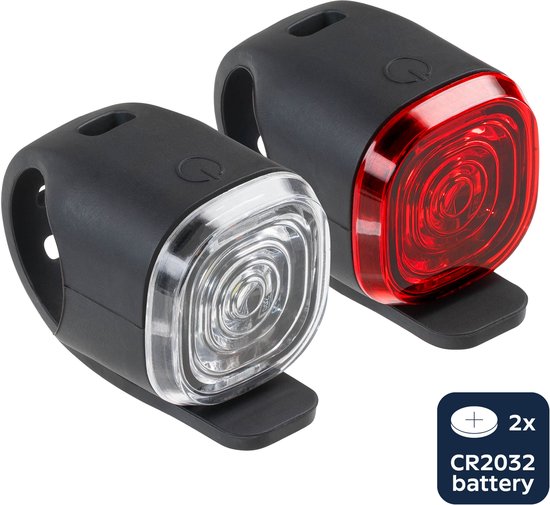 AXA Niteline Spot fietsverlichting set – LED fietsverlichting voor- en achterlicht – batterijverlichting op CR2032 – Instapmodel voor dagelijks gebruik