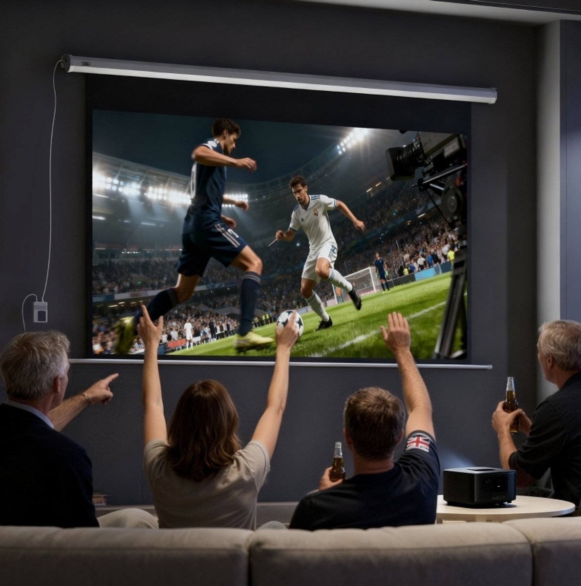 Projectiescherm 100 inch 16 9 wit van kunststof - motorisch - met afstandsbediening