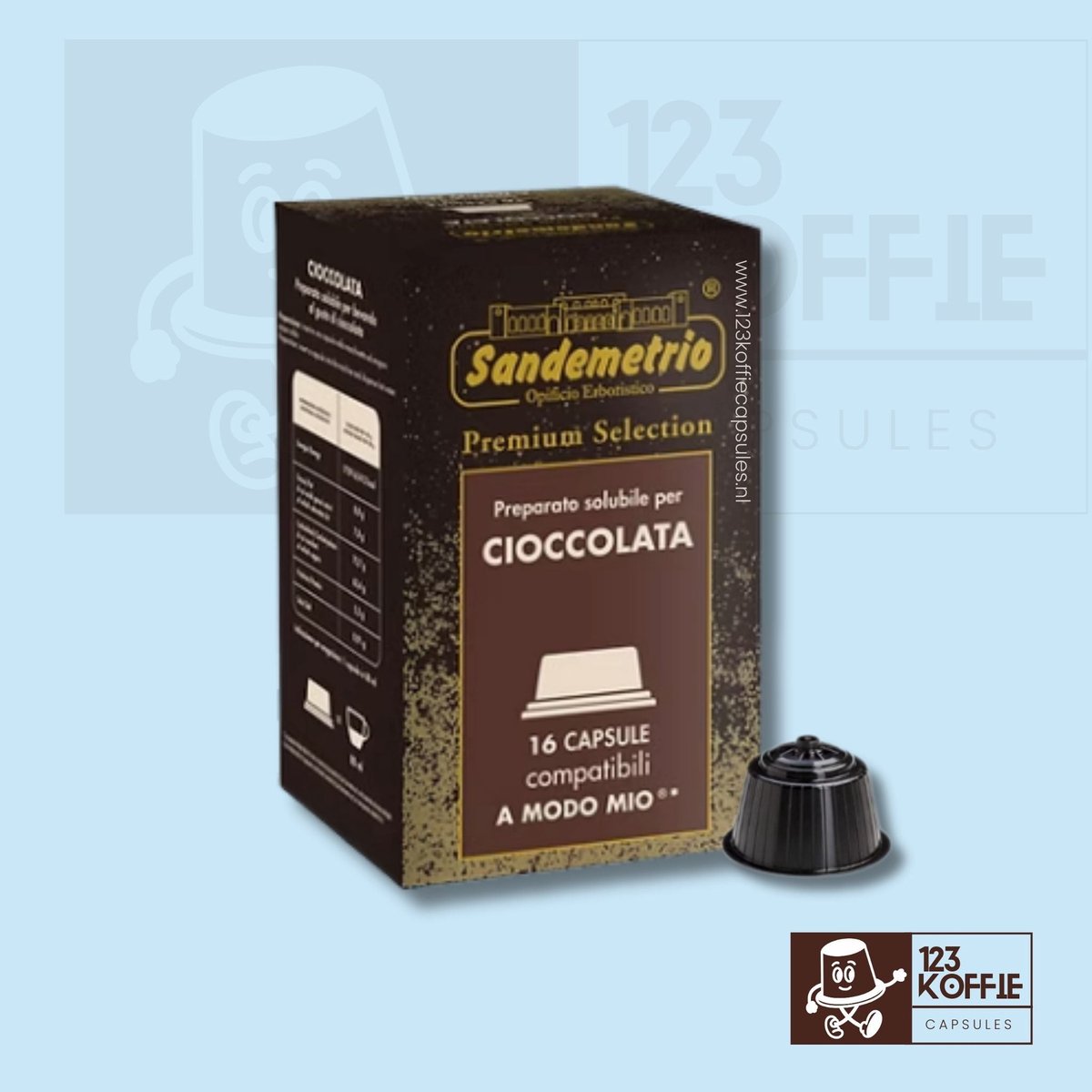 Chocolade koffie capsules A Modo Mio 16 stuks Sandemetrio Cioccolato