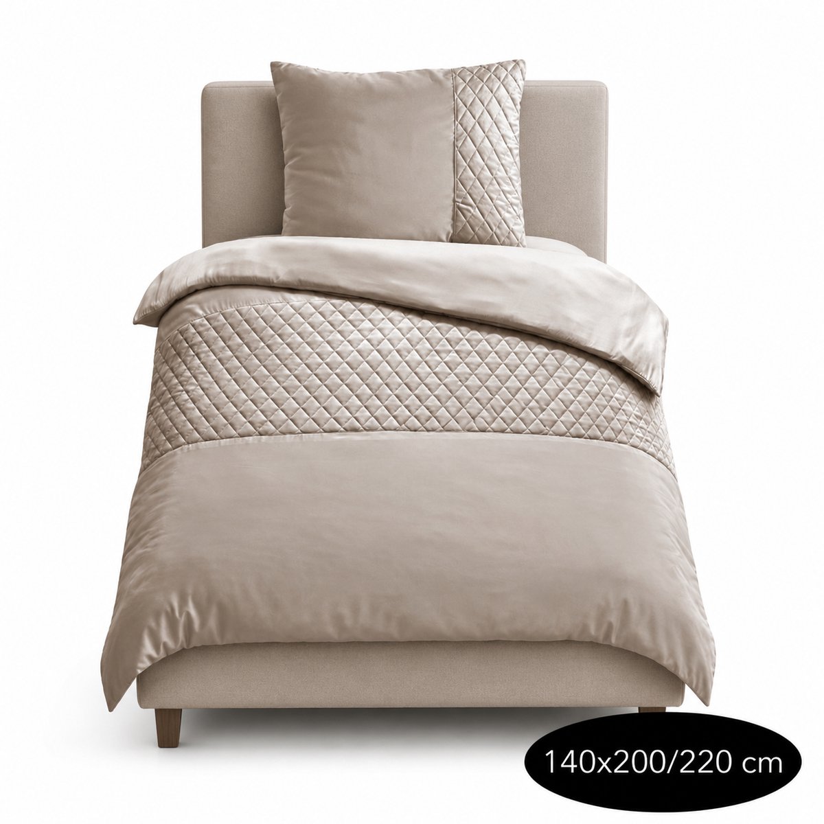 Roden Blue - Diamond Dekbedovertrekset - 140x200/220 - Taupe - Strijkvrij - Anti allergeen - 1 Kussensloop