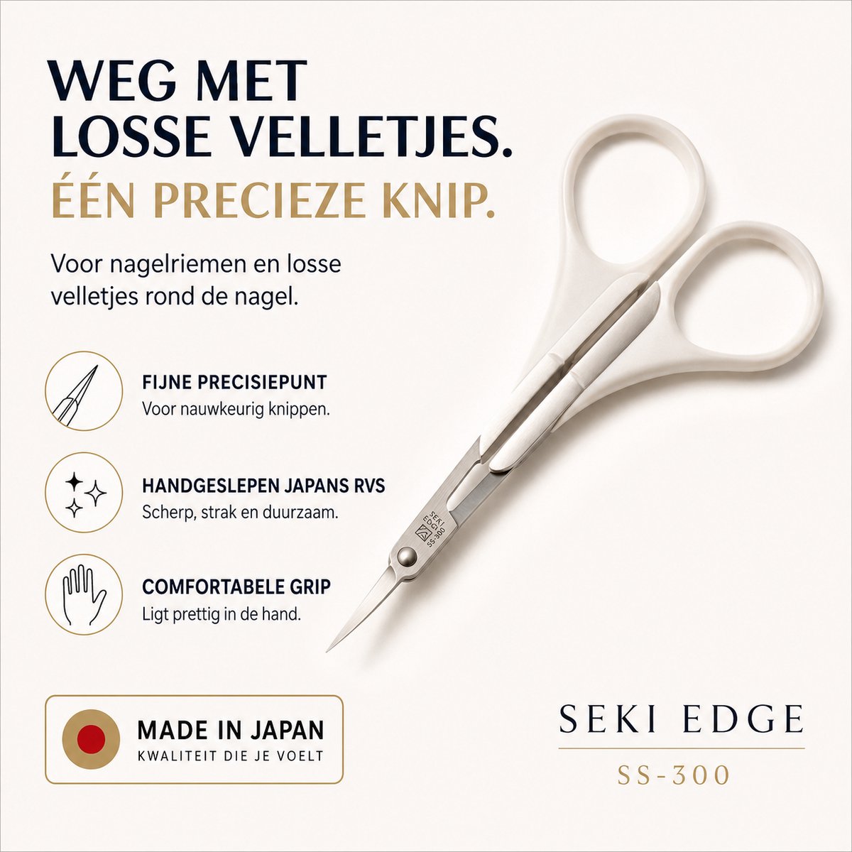 Seki Edge SS-300 Nagelriemschaar – Voor Velletjes & Nagelriemen – Handgeslepen Japans RVS – Cuticle Scissor – Made in Japan