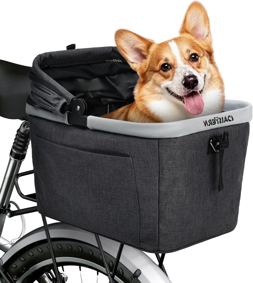 Opvouwbare Hondenmand - Fietsmand Huisdier - Veilig Vervoer - Versterkte Zijsteunen - Tot 10 kg - Zwart
