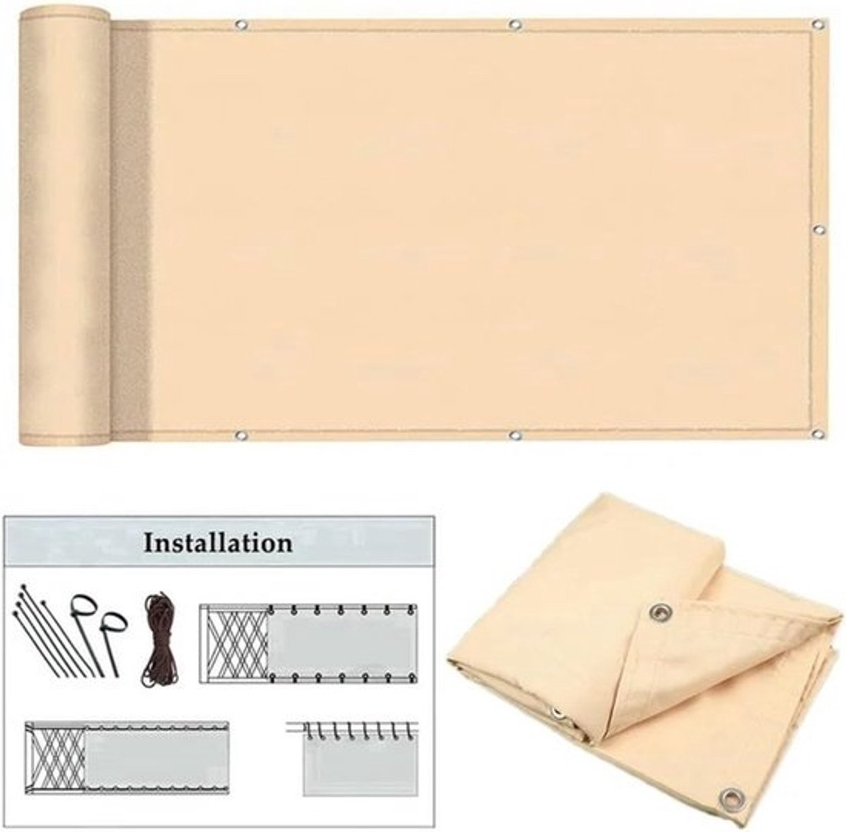 Privacyscherm Hekwerk - Terras Gaas - Balkon Afschermen - 100% Privacy 95% Schaduw - 1 x 3 m - Beige