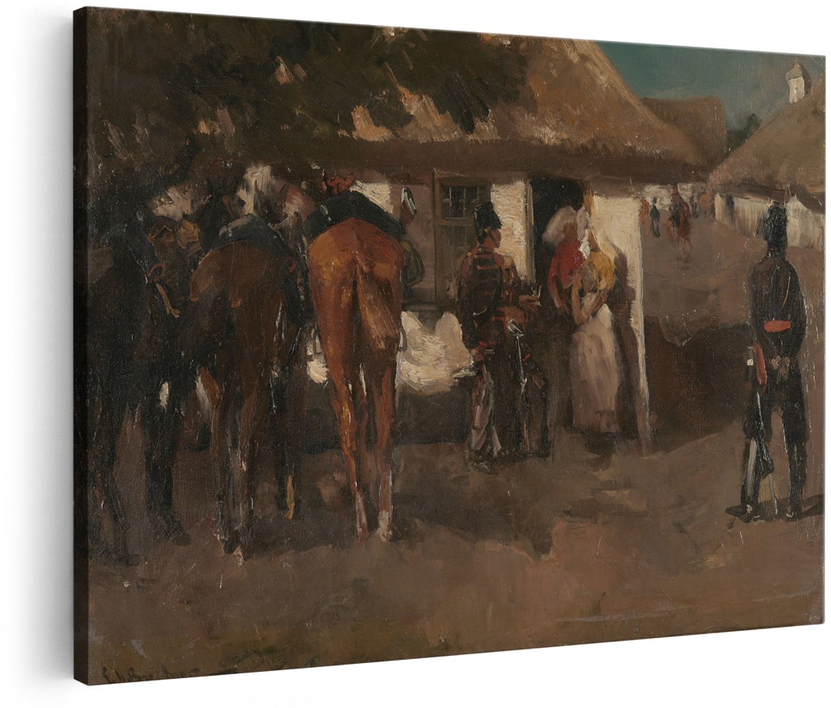 Artaza Canvas Schilderij Inkwartiering - George Hendrik Breitner - 180x120 cm - Groot - Kunst - Wanddecoratie Woonkamer