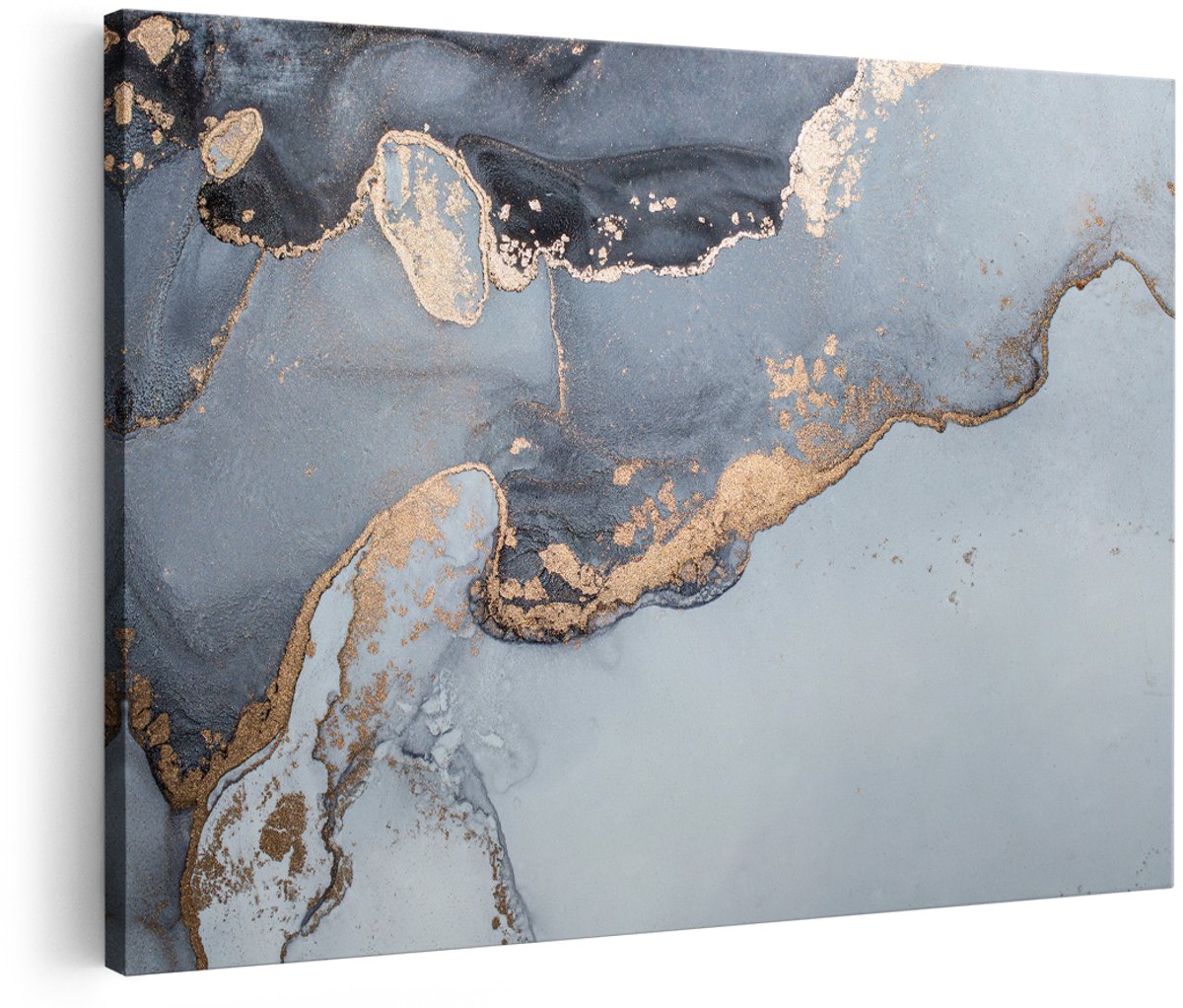 Artaza Canvas Schilderij Abstracte Kunst Grijs Marmer - 180x120 cm - Groot - Foto Op Canvas - Wanddecoratie Woonkamer