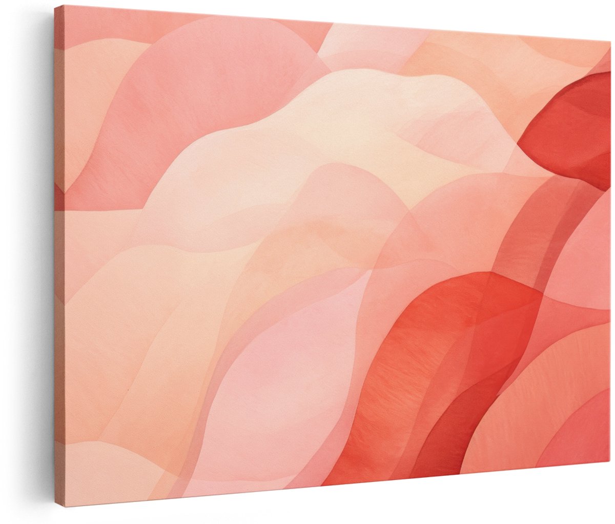 Artaza Canvas Schilderij Abstract - 180x120 cm - Groot - Wanddecoratie Golven - Muurdecoratie Organisch - Schilderijen Op Canvas Roze