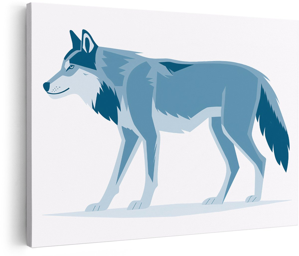 Artaza Canvas Schilderij Wolf - 180x120 cm - Groot - Wanddecoratie Dieren - Muurdecoratie Kinderkamer - Decoratie Jongenskamer - Blauw