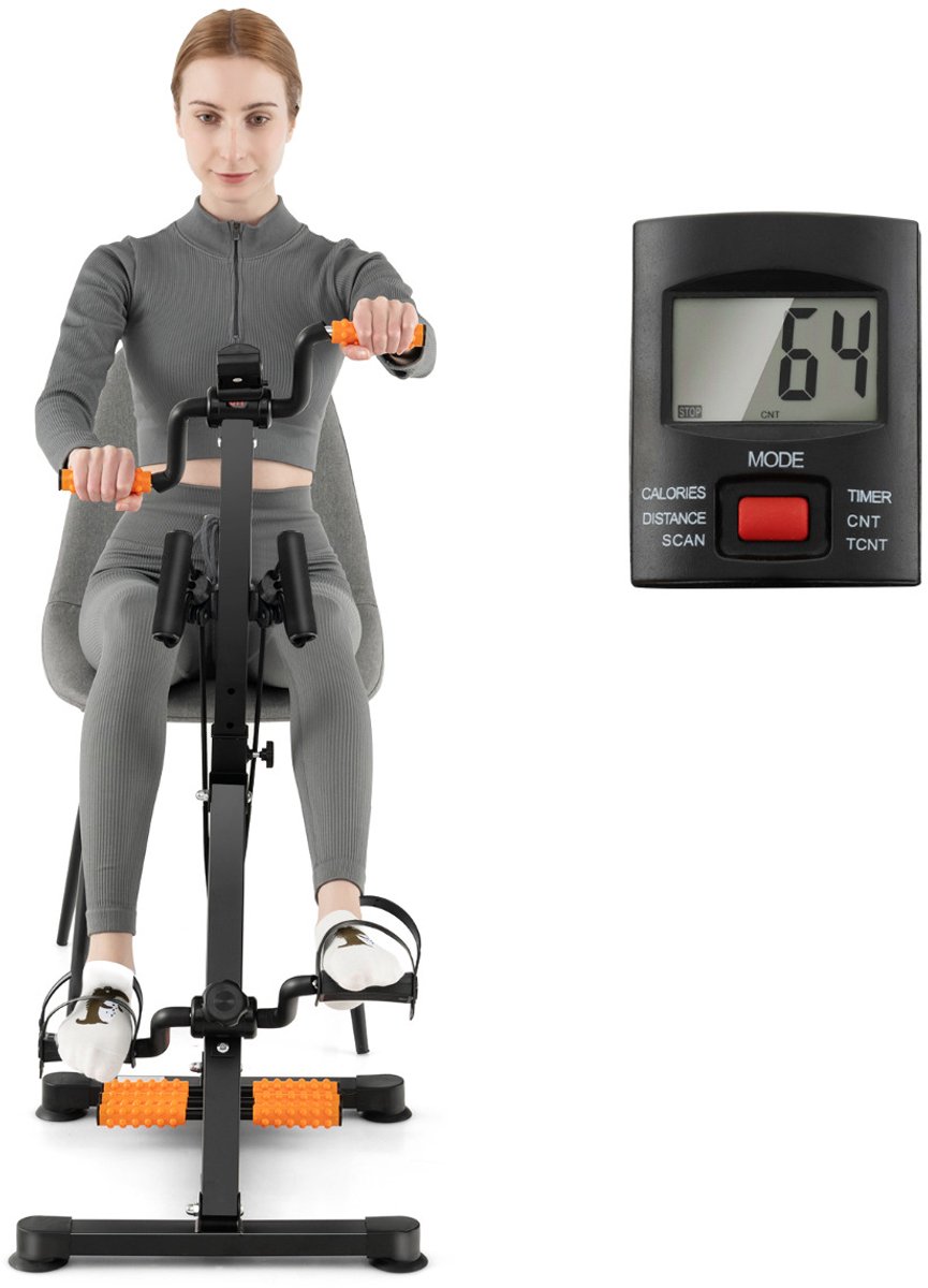 SureDeal® - Cardio fitne - Pedaal Hometrainer Fitnessapparaat - Oranje - 43x53x45 cm - Zwart + Oranje