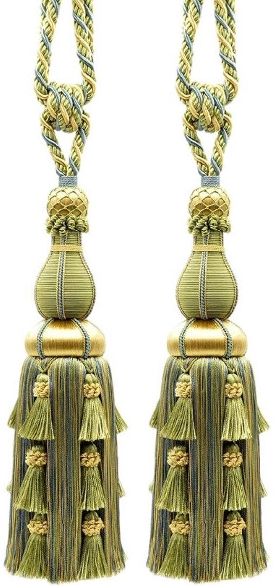 Groot Elegant Gordijnkwast Set - Goud, Groen en Blauw Decoratie