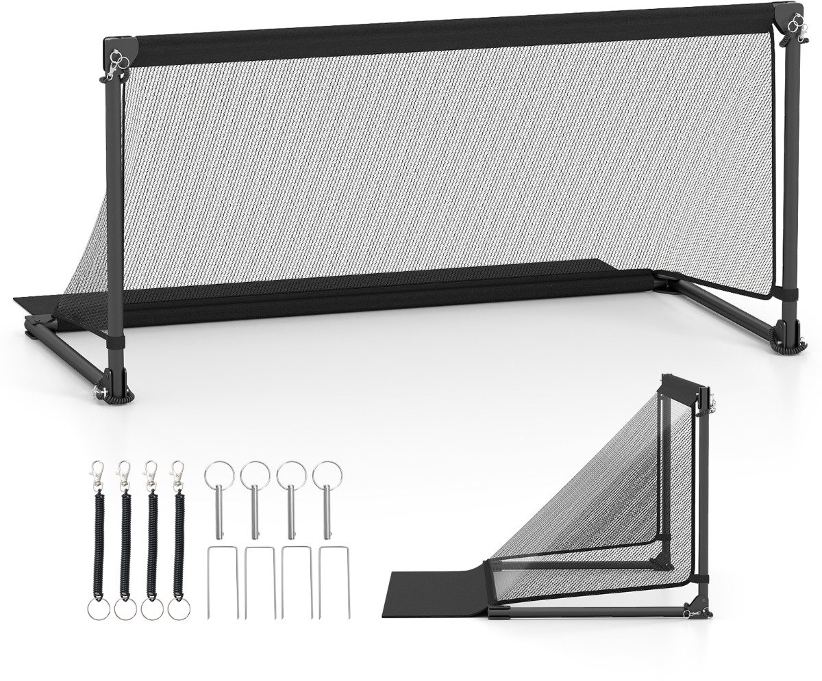 SureDeal® - Sportspeelgoed - Voetbaldoel Opvouwbaar Voetbaldoel - Stevig Metalen Weerbestendig - Vier vormige Grondpennen - 100x50x47 cm - Zwart