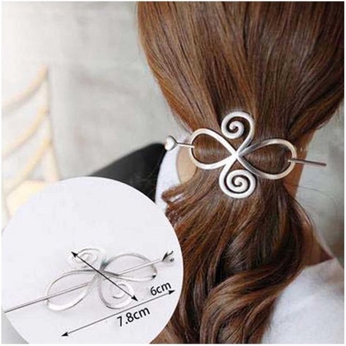 Zilveren Keltische Knoop Haarspeld - Decoratieve Infinity Haarclip voor Lang Haar en Knotjes