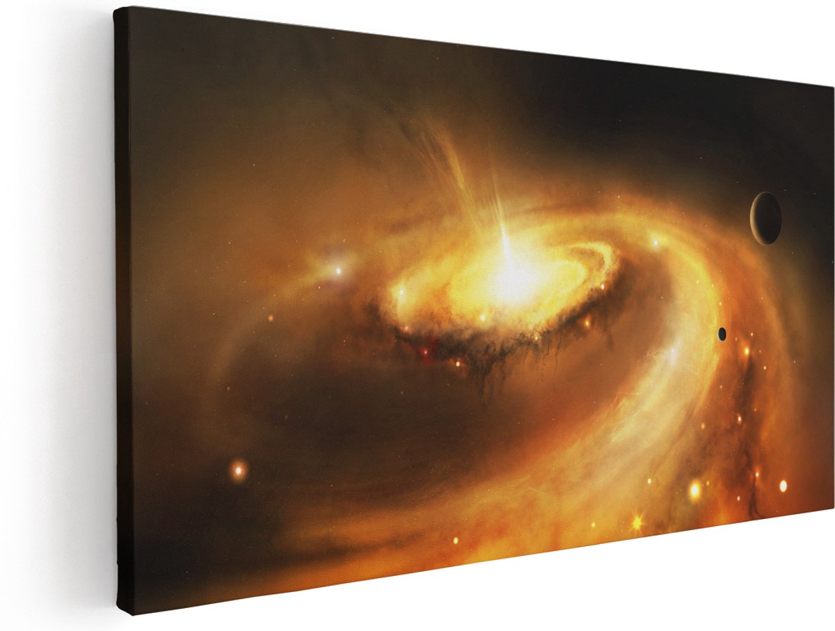 Artaza Canvas Schilderij Melkweg in de Ruimte - 180x90 cm - Groot - Klein