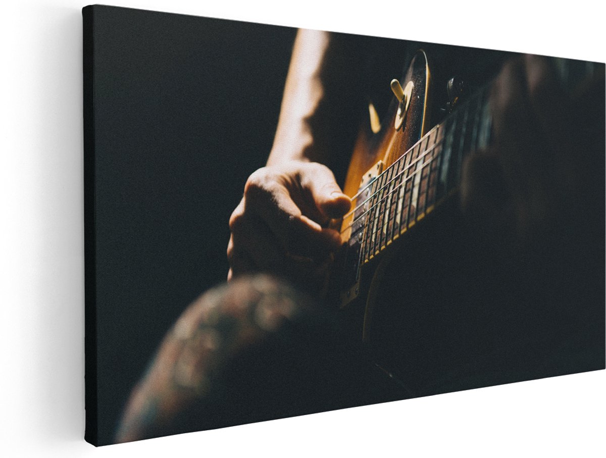 Artaza Canvas Schilderij Man Speelt Gitaar - 180x90 cm - Groot - Wanddecoratie Woonkamer - Schilderijen - Muurdecoratie