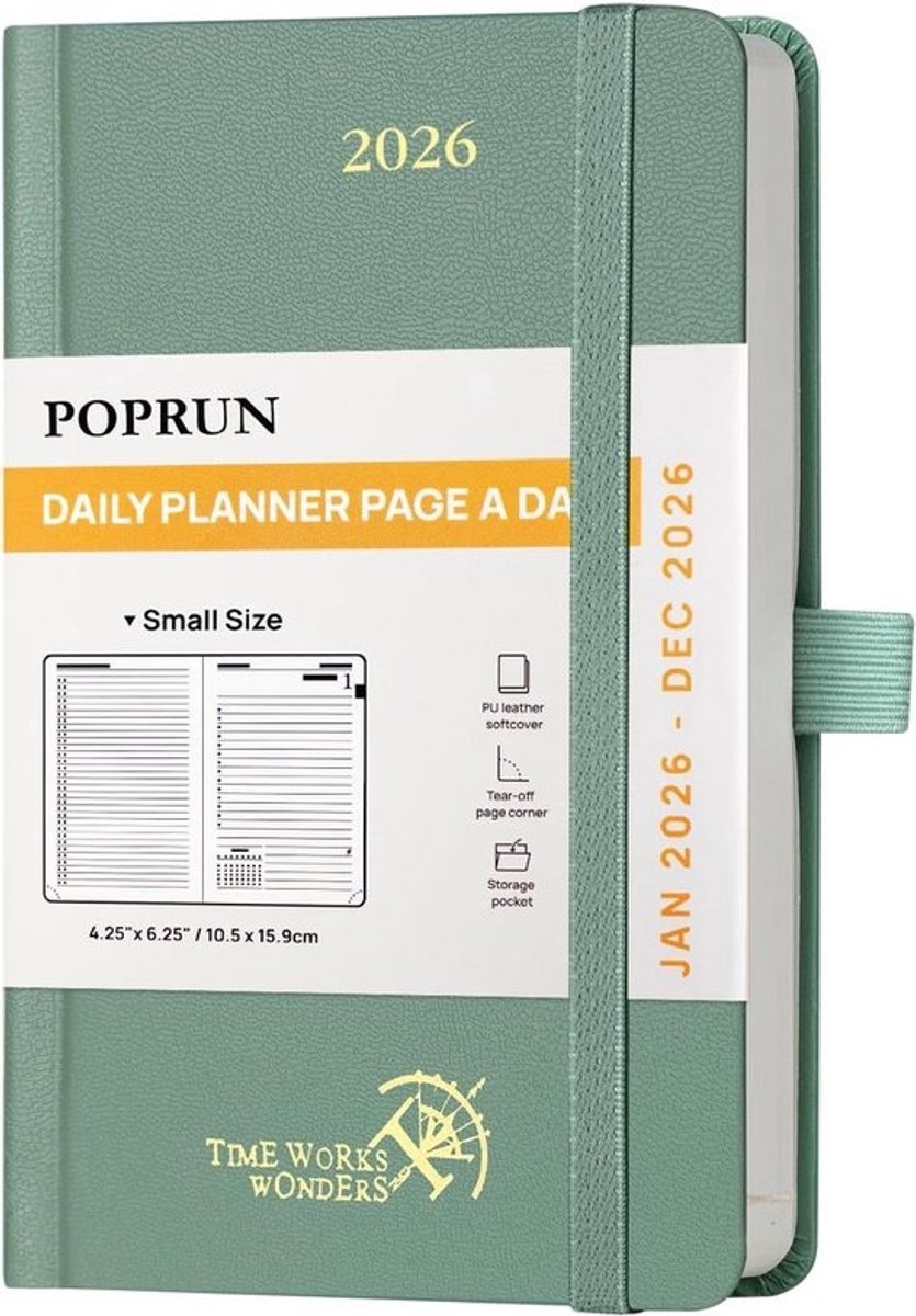 A6 Dagboek 2026 Hardcover Planningagenda Dagplanner met Vakjes