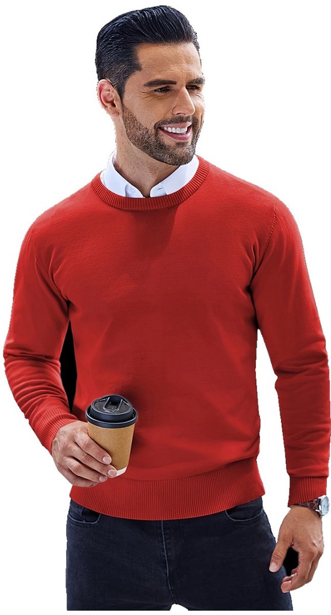 Currero Sweater Heren Sweaters Sweatshirt Hoodie Warme Trui Pullover Jumper Crewneck Vest Baksteenrood