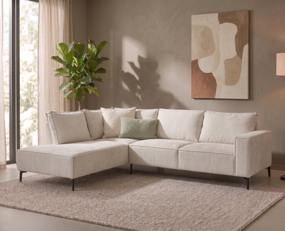 Hoekbank Valenzo Licht Beige - Memphis 4 – Ottomane links – 265x210 cm