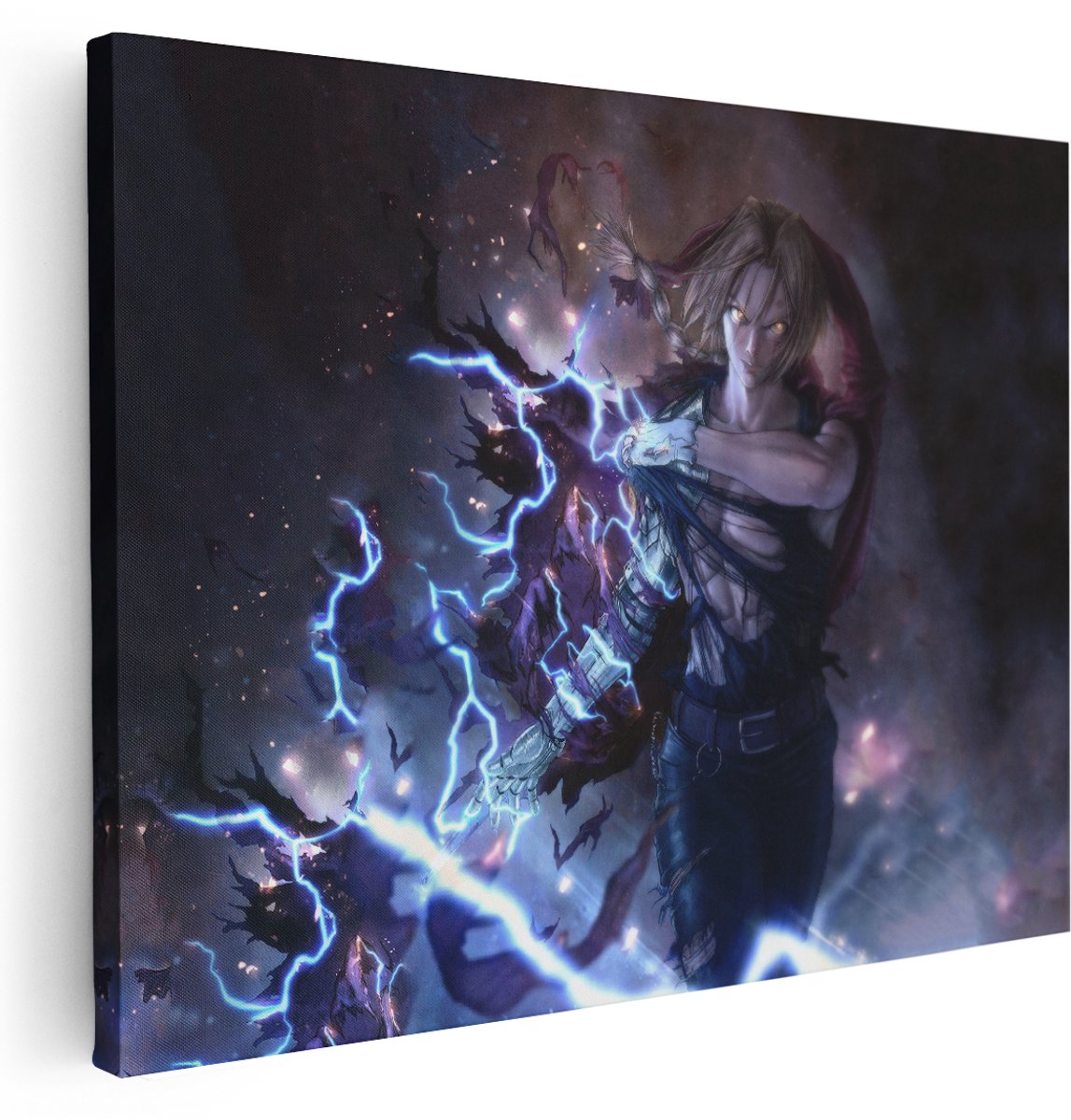 Artaza Canvas Schilderij Edward Elric - 160x120 cm - Groot - Wanddecoratie Anime Held - Muurdecoratie Fullmetal Alchemist - Schilderijen Op Canvas