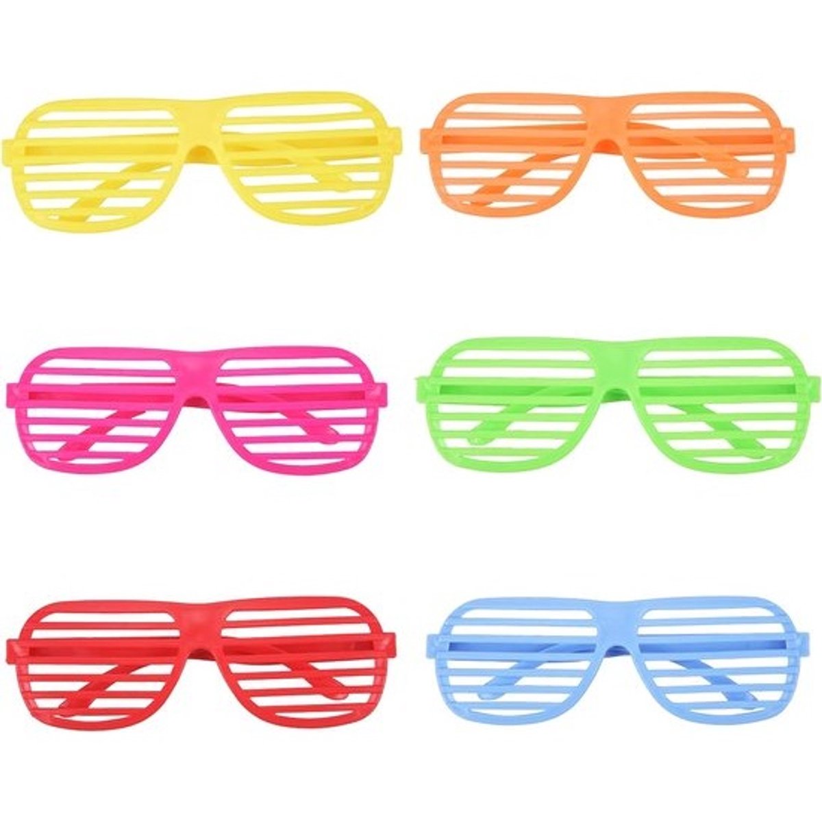 12 STKS 80's Party Slotted Zonnebril in Neon Kleur voor Feestdecoratie